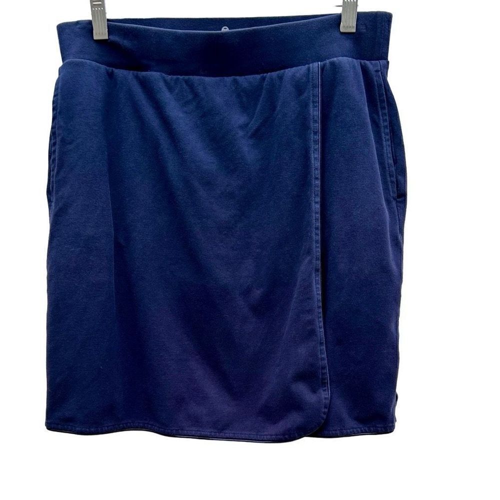 T By Talbots Skorts Women's Size PS Navy Blue Wrap Skorts Elastic Waist Pull-On